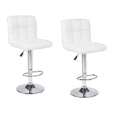 Set of 2 Counter Leather Bar Stools Adjustable Swivel Pub Chair In Multi Colors