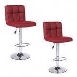 Set of 2 Counter Leather Bar Stools Adjustable Swivel Pub Chair In Multi Colors