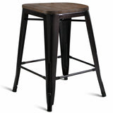 Copper Set of 4 Metal Wood Counter Stool Kitchen Dining Bar Chairs