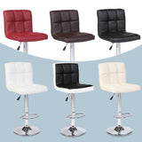 Set of 2 Counter Leather Bar Stools Adjustable Swivel Pub Chair In Multi Colors