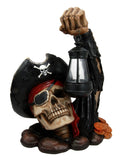 13" Tall Pirate With Solar Lantern Captain Bone's Treasure Halloween Figurine