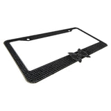 Black Diamond Bling Glitter Crystal Rhinestone Metal US Car License Plate Frame