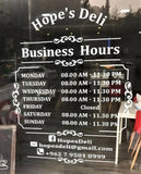 Custom Business Store Hours Sign Vinyl Decal Sticker 12" wide door, window