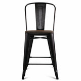 Copper Set of 4 Metal Wood Counter Stool Kitchen Dining Bar Chairs