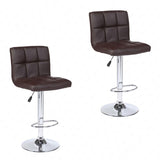 Set of 2 Counter Leather Bar Stools Adjustable Swivel Pub Chair In Multi Colors