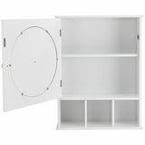 Bathroom Cabinet Mirror Door Wall Mount Storage Wood Shelf White Finish