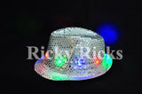 LED Fedora Hat Light-Up Sequins Mens Womens Kids Black Novelty Party Accessories