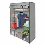 53" Portable Closet Wardrobe Clothes Rack Storage Organizer With Shelf Blue/Gray