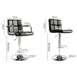 2pcs PU Leather Adjustable Height Swivel Bar Stool /Arms & Chrome Base Black