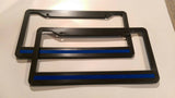 LOT OF 2 Blue Line License Plate Frame thin REFLECTIVE SUPPORT THE POLICE safety