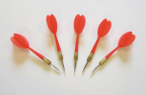 5 RED PLASTIC DARTS WITH METAL TIP CARNIVAL POP A BALLOON GAME BIRTHDAY PARTY