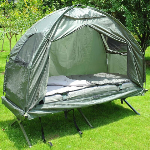 New Outsunny Single Portable Camping Tent Bed Cot w/Sleeping Bag Air Mattress