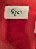 CHRISTMAS STOCKINGS PERSONALIZED NAMES MONOGRAMMED PLUSH RED & WHITE CUSTOM NAME