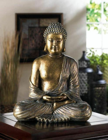 large 12" Thai BUDDHA Zen lotus postion sitting Meditation peace statue Hindu