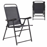 Set Of 4 Folding Sling Chairs Patio Furniture Camping Pool Beach With Armrest