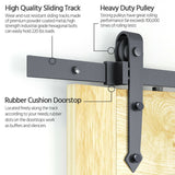 12Ft Black Antique Style Double Sliding Barn Door Wood Hardware Kit Track Set