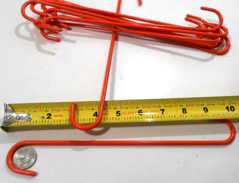 LOT OF (10) S HOOK TEN 10"  INCH RED STEEL S-HOOKS PVC COATED PLANT HANGER