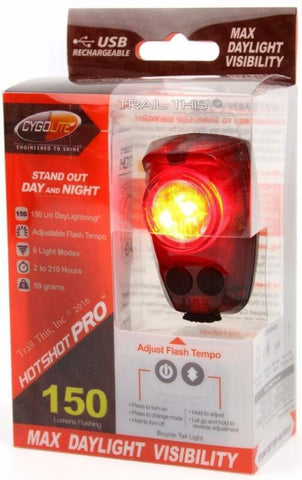 CygoLite Hotshot Pro 150 Lumens LED Bicycle Rear Tail Light USB Rechargeable