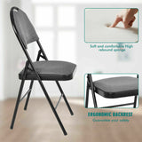 Set of 6 Folding Chairs Fabric Upholstered Padded Seat Metal Frame Home Office