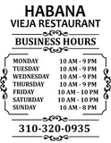 Custom Business Store Hours Sign Vinyl Decal Sticker 12" wide door, window