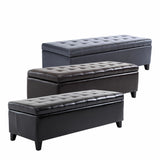 51" Tufted Top Storage Ottoman Bench PU Leather Organizer Chair Footstool