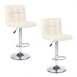 Set of 2 Counter Leather Bar Stools Adjustable Swivel Pub Chair In Multi Colors