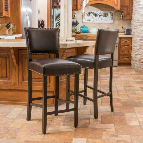 William 31-Inch Bonded Leather Backed Barstool (Set of 2)