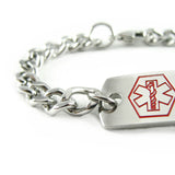 Pre Engraved - ALZHEIMER'S Medical Alert ID Bracelet, Curb Chain