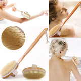 Natural Bristle Wooden Bath Shower Body Back Dry Skin Brush Spa Scrubber US