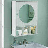 Bathroom Cabinet Mirror Door Wall Mount Storage Wood Shelf White Finish