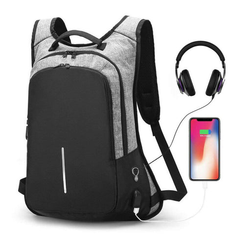 Anti-Theft Men Women Travel Backpack External USB Charge Port Laptop School Bag