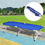 Blue Foldable Camping Bed Portable Military Cot Hiking Travel w/ carrying Bag