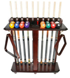 Cue Rack Only- 10 Pool - Billiard Stick & Ball Set Floor - Stand Mahogany Finish