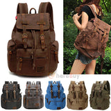 Men Women Vintage Army Canvas Backpack Rucksack School Hiking Bag