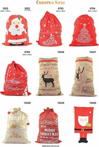 Christmas Santa Hessian Mail Post Sack Red Felt Xmas Stocking Gifts Filler Bags