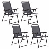 Set Of 4 Folding Sling Chairs Patio Furniture Camping Pool Beach With Armrest