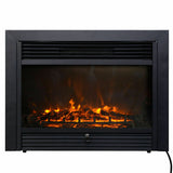 Christmas 28.5" Fireplace Electric Embedded Insert Heater Glass Log Flame