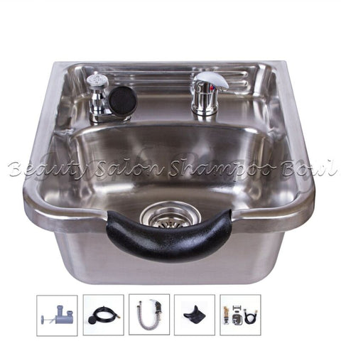 Beauty Stainless Steel Shampoo Bowl Shampoo Sink Barber Salon Brushed