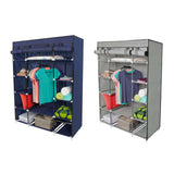 53" Portable Closet Wardrobe Clothes Rack Storage Organizer With Shelf Blue/Gray