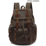 Men Women Vintage Army Canvas Backpack Rucksack School Hiking Bag