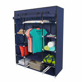 53" Portable Closet Wardrobe Clothes Rack Storage Organizer With Shelf Blue/Gray