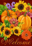 Fall Glory Floral Garden Flag Pumpkins Sunflowers Autumn 12.5" x 18"