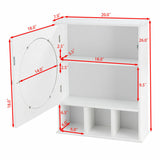 Bathroom Cabinet Mirror Door Wall Mount Storage Wood Shelf White Finish