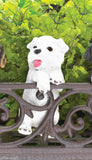 WHITE Terrier puppy dog climbing fence hanging outdoor garden statue patio yard