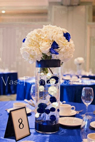 Royal Blue & White Pearls - Jumbo/Assorted Sizes Vase Decorations &Table Scatter