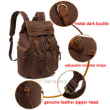 Men Women Vintage Army Canvas Backpack Rucksack School Hiking Bag