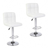 Set of 2 Counter Leather Bar Stools Adjustable Swivel Pub Chair In Multi Colors