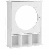 Bathroom Cabinet Mirror Door Wall Mount Storage Wood Shelf White Finish