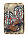 Western Boot Light Switch Plate Covers Turquoise Rope Edge Rustic Decor