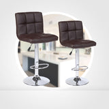 Set of 2 Counter Leather Bar Stools Adjustable Swivel Pub Chair In Multi Colors